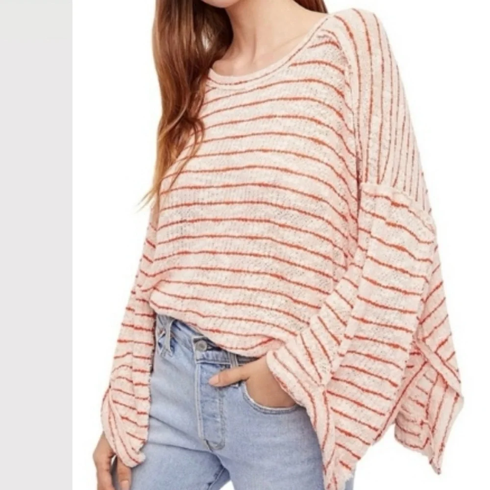 Free People Striped Island Girl Top Blush Combo